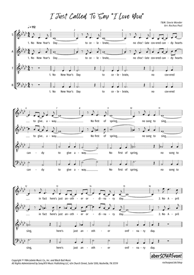 I Just Called To Say I Love You (arr. Rochus Paul)