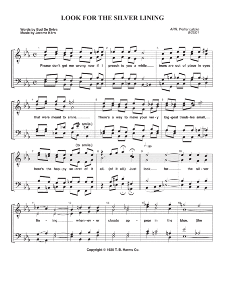 LOOK FOR THE SILVER LINING (arr. Walter Latzko)