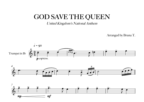 God Save The Queen (UK National Anthem) (arr. Bruna T.)