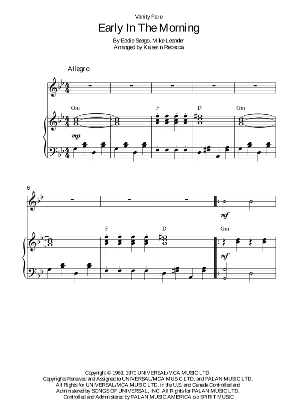 Early In The Morning (arr. Kaiserin Rebecca)