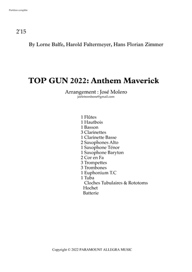 Top Gun: Maverick Anthem (arr. José MOLERO Nevado)
