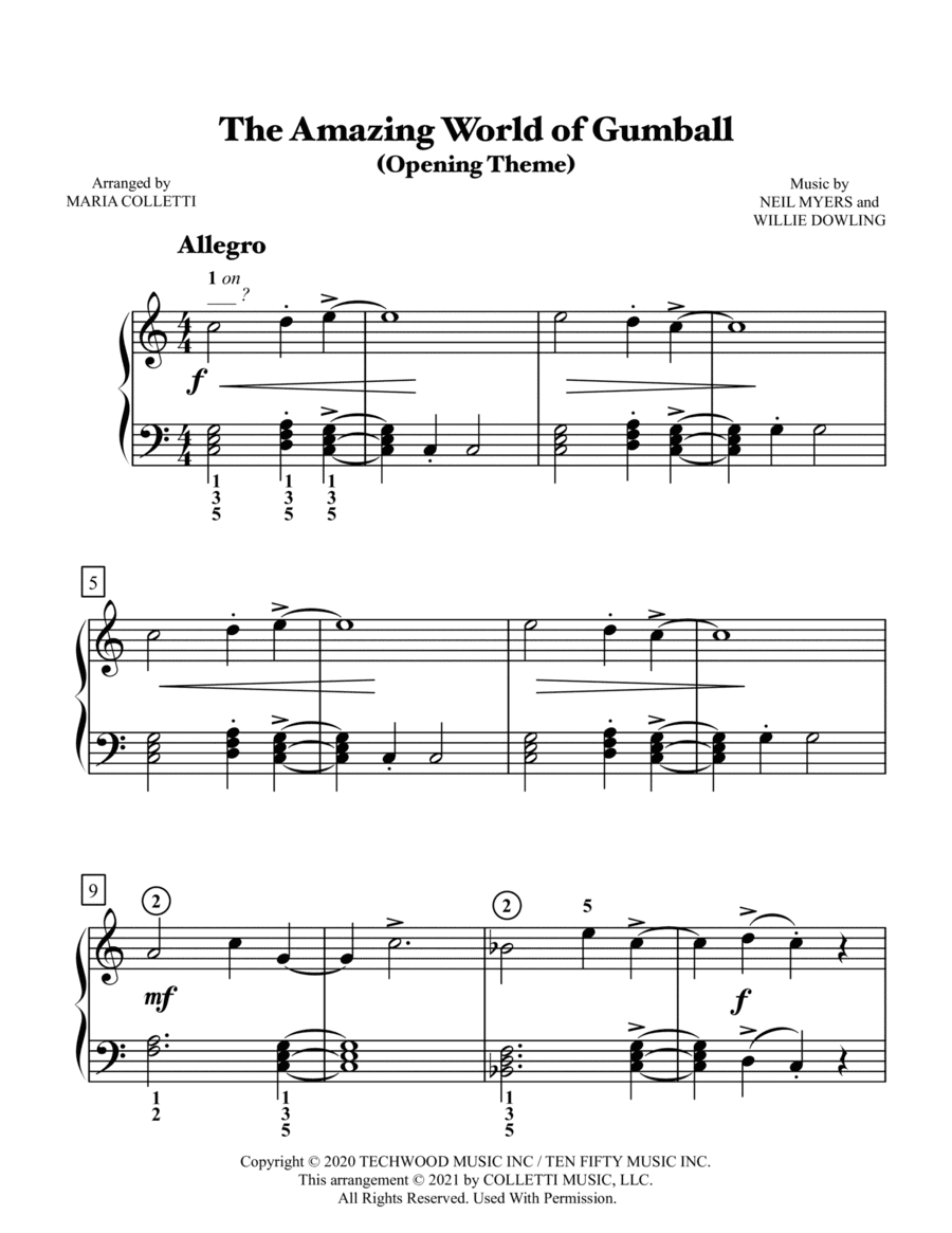 Amazing World Of Gumball Opening Theme (arr. Maria Colletti)
