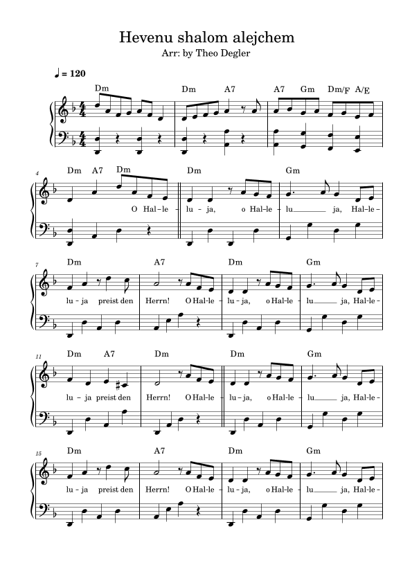 Hevenu shalom alejchem (arr. Theo Degler)