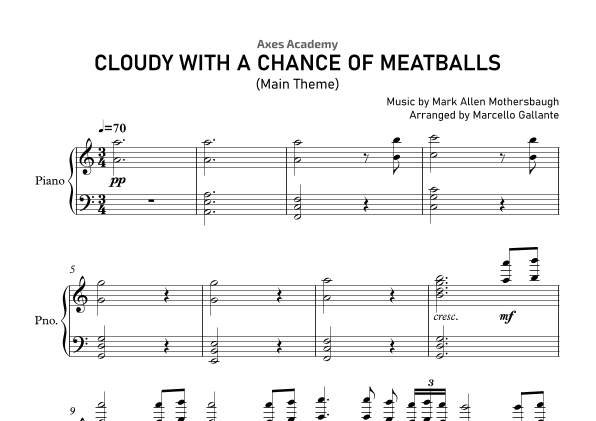 Cloudy With A Chance Of Meatballs Main Title Theme (arr. Marcello Gallante)