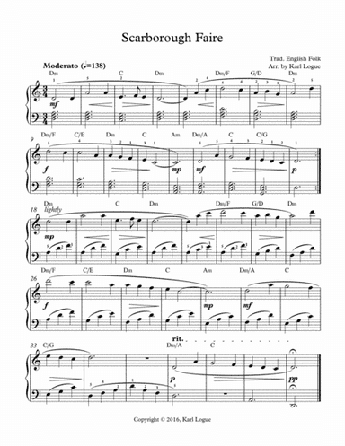 Scarborough Fair (arr. Karl Logue)