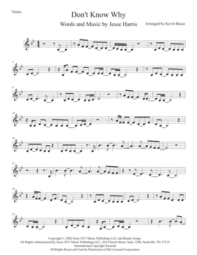 Don't Know Why (arr. Kevin Busse)
