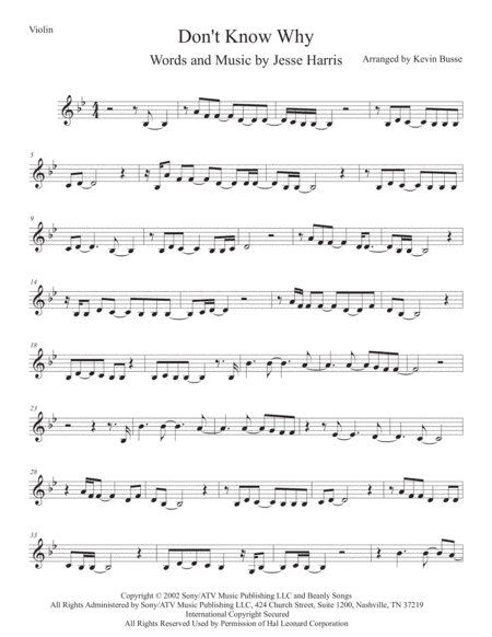 Don't Know Why (arr. Kevin Busse)