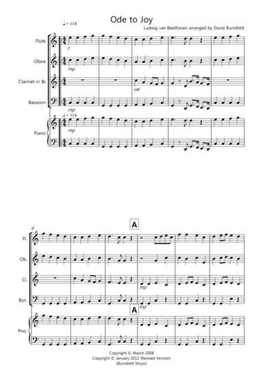 Ode to Joy for Wind Quartet (arr. David Burndrett)