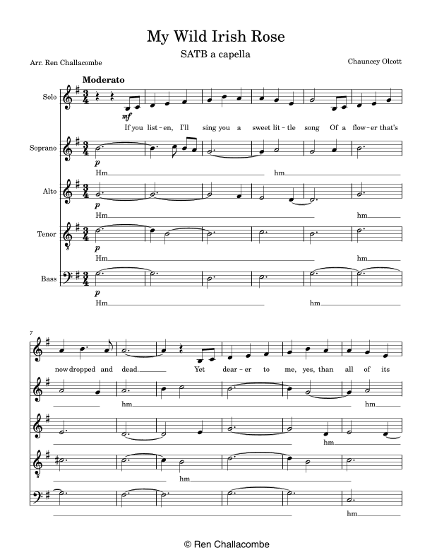 My Wild Irish Rose (arr. Ren Challacombe)