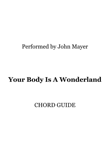 Your Body Is A Wonderland (arr. RWM)