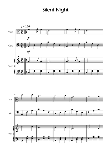 Silent Night - Viola and Cello Duet w/ Piano (arr. Ygor Nunes)
