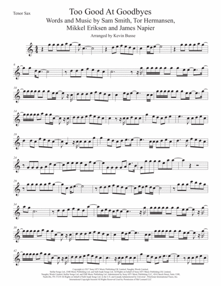 Too Good At Goodbyes (arr. Kevin Busse)