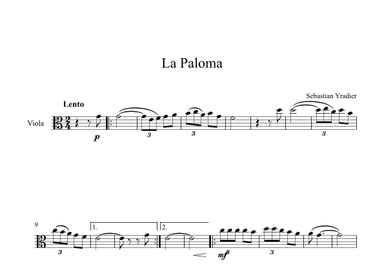 La Paloma - Sebastian Yradier (Viola) (arr. Digital Book Music)
