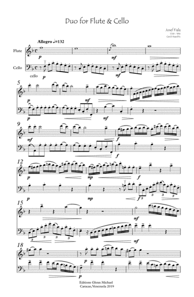 Duet for Flute & Cello (arr. Editions Glenn Michael, Caracas, Venezuela)