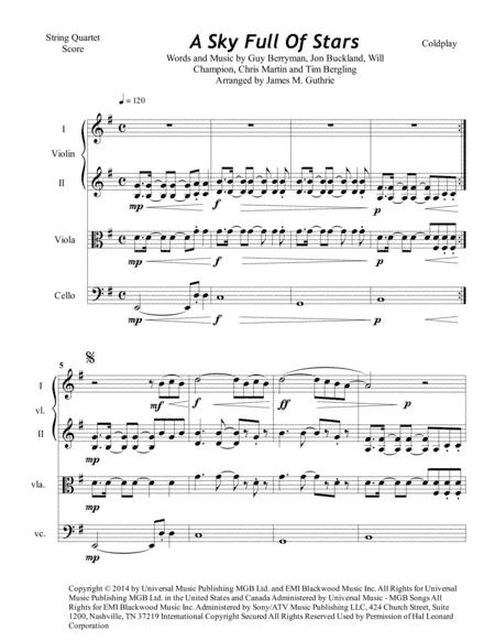 A Sky Full Of Stars (arr. James M. Guthrie, ASCAP)