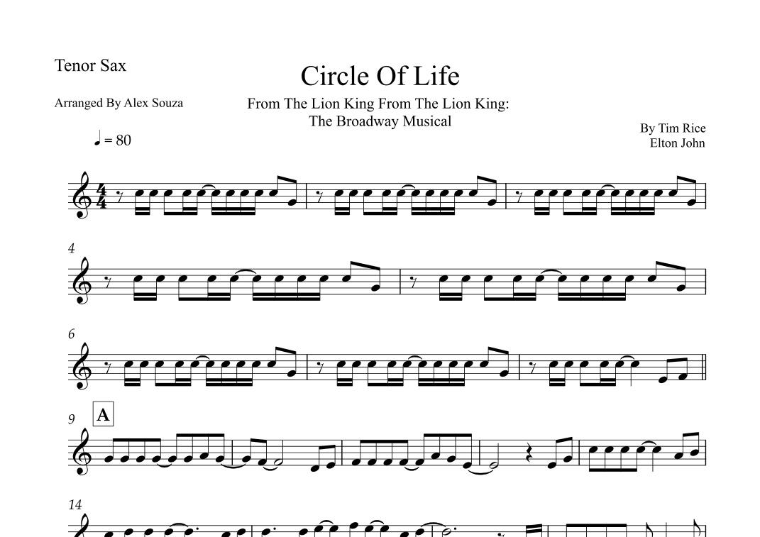 Circle Of Life (arr. Alex Souza)