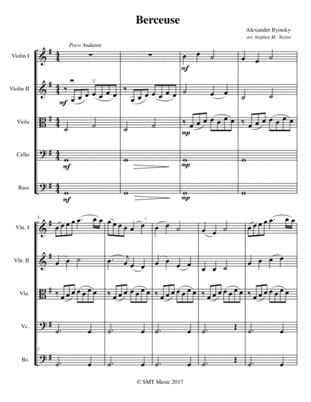 Berceuse, A Lullaby for Strings (arr. Stephen M. Taylor)