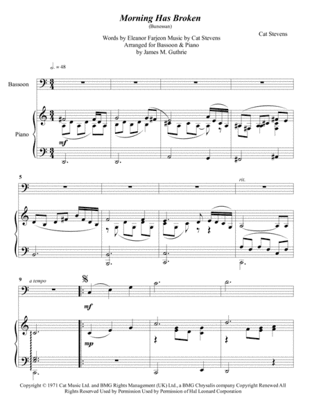Morning Has Broken (arr. James M. Guthrie, ASCAP)