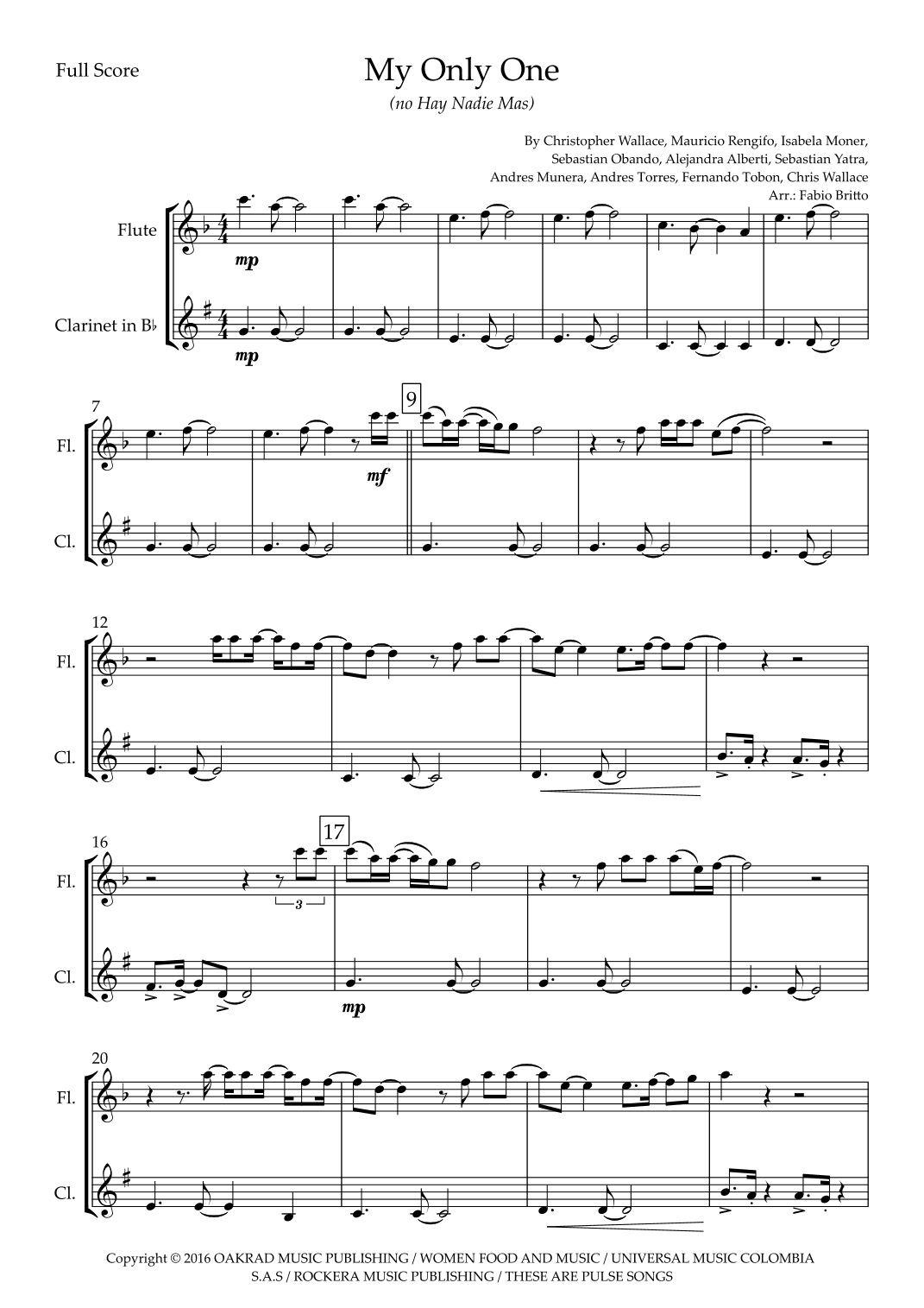 My Only One (no Hay Nadie Mas) (arr. Ottirb Sage)