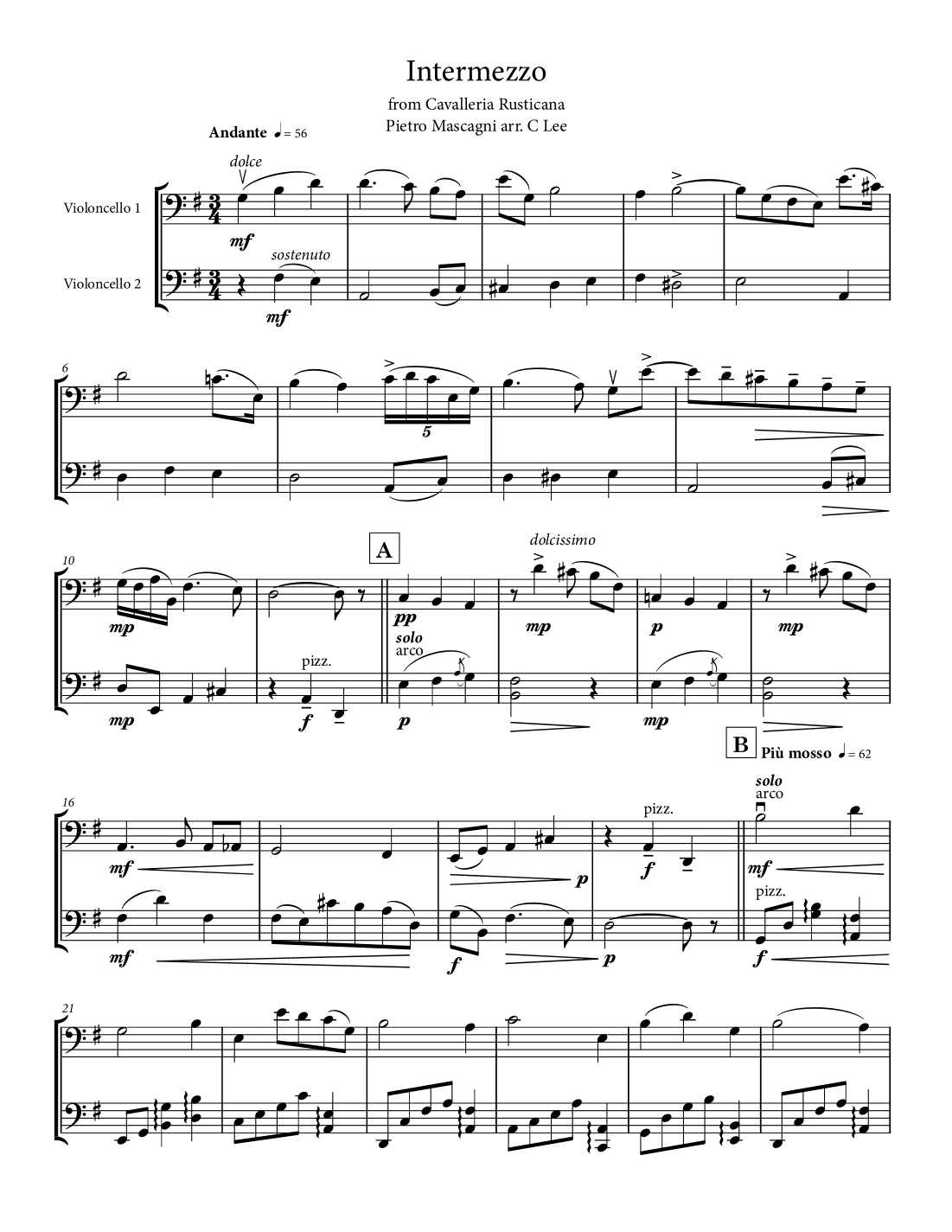 Intermezzo (Cavalleria Rusticana) (arr. Charlie Lee)