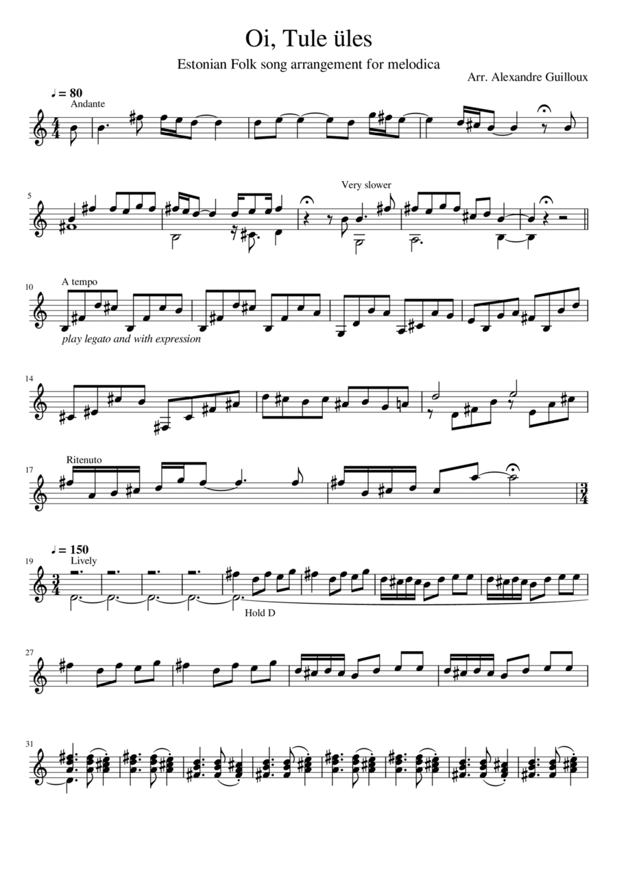 Oi, Tule Üles - Estonian Folk (arr. Piano d'Ys)
