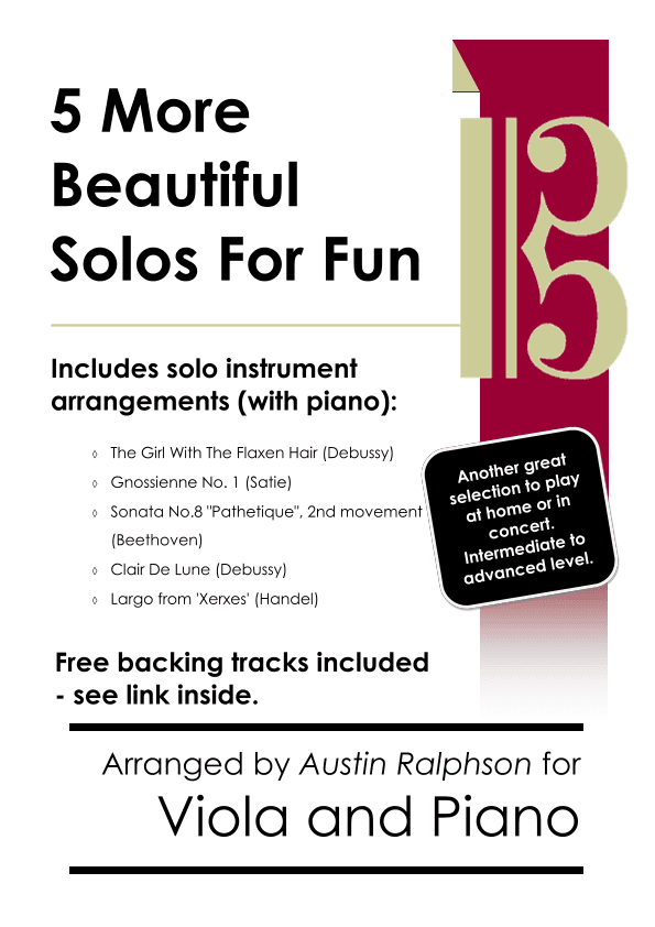 5 More Beautiful Viola Solos for Fun - with FREE BACKING TRACKS & piano accompaniment to play along (arr. Austin Ralphson)