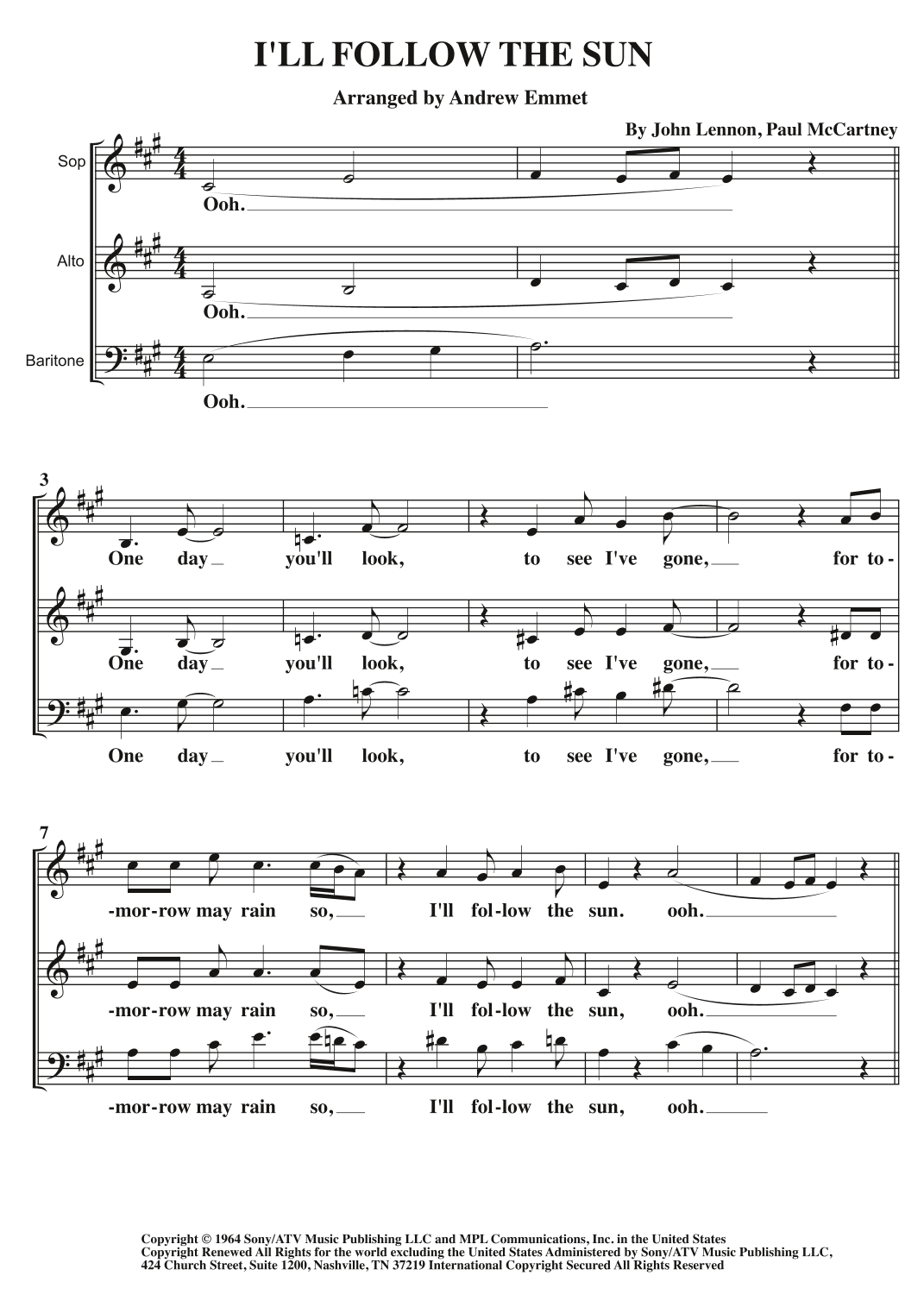 I'll Follow The Sun (arr. Andrew Emmet)
