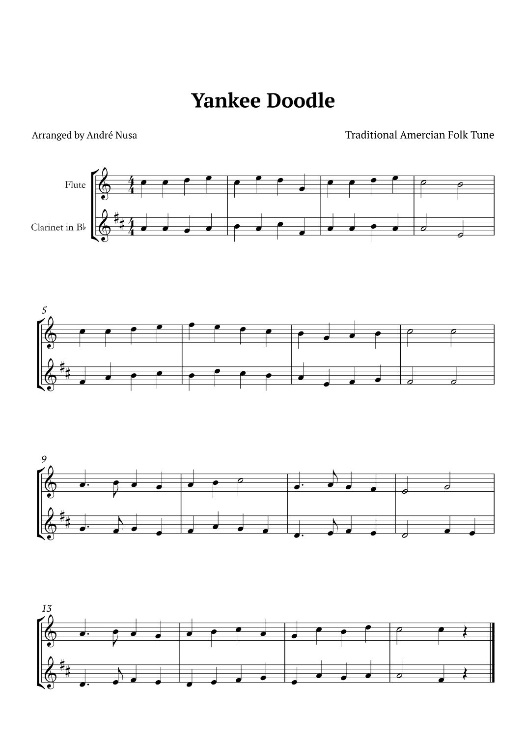 Yankee Doodle (arr. André Nusa)