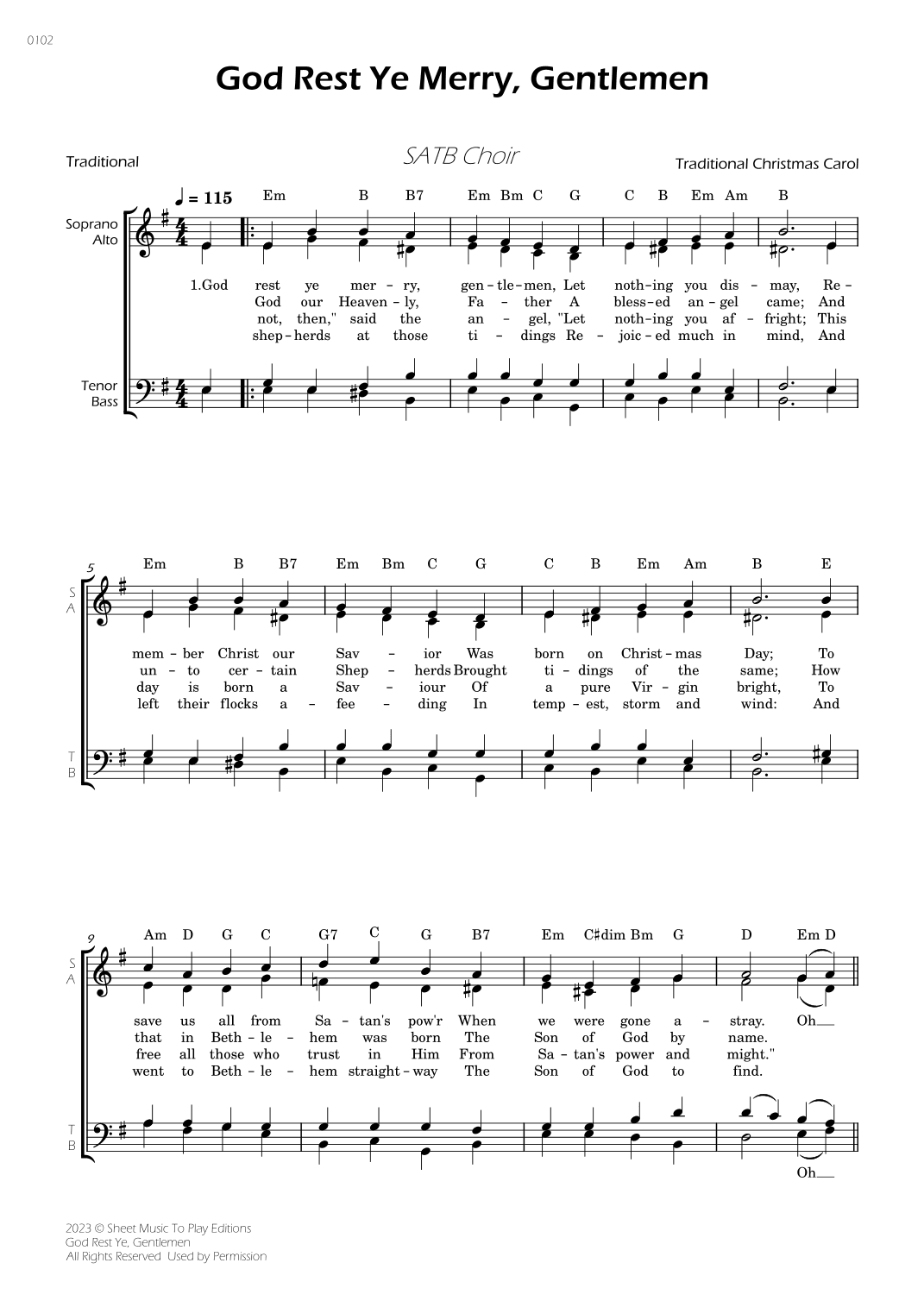 God Rest Ye Merry, Gentlemen - SATB Choir - W/Chords (arr. César Madeira)