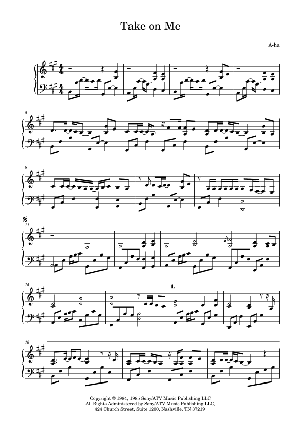 Take On Me (arr. Sherlene Qua)