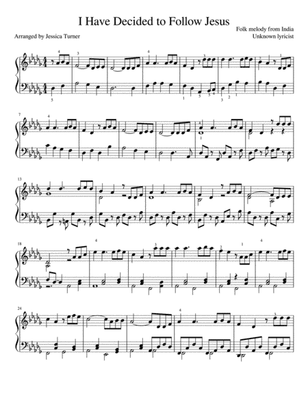I Have Decided to Follow Jesus (arr. Jessica Jolan Turner)