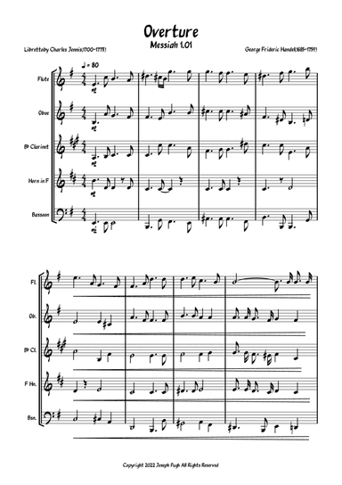 Messiah 1.01 Overture (Woodwind Quintet) (arr. Joseph Pugh)