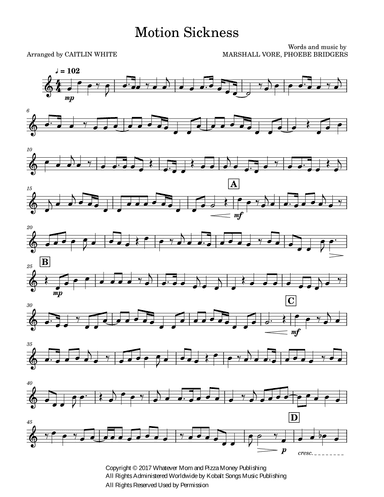 Motion Sickness (arr. Caitlin White)