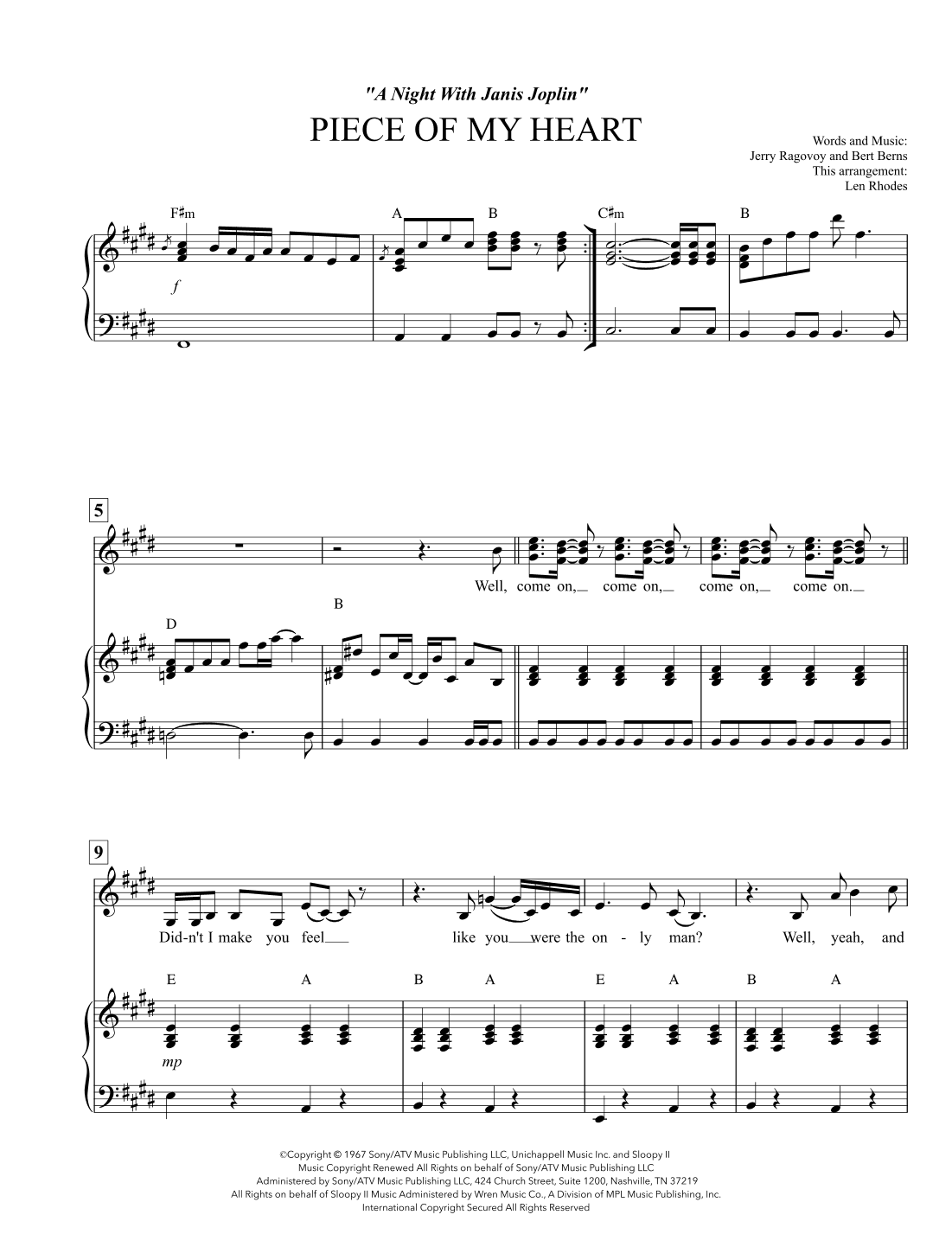 Piece Of My Heart (arr. Len Rhodes)