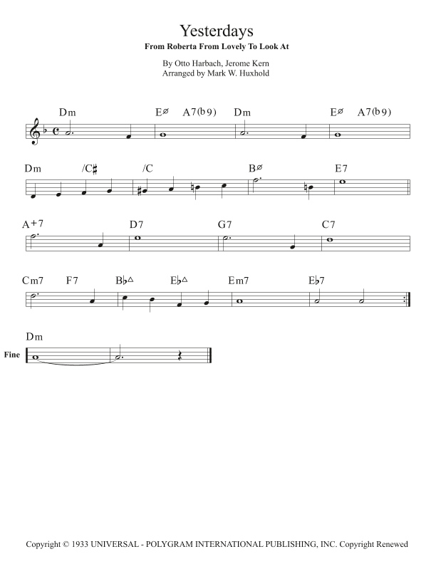Yesterdays (arr. Mark W. Huxhold)