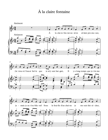 À la claire fontaine (arr. Xavier Gervais-Dumont)