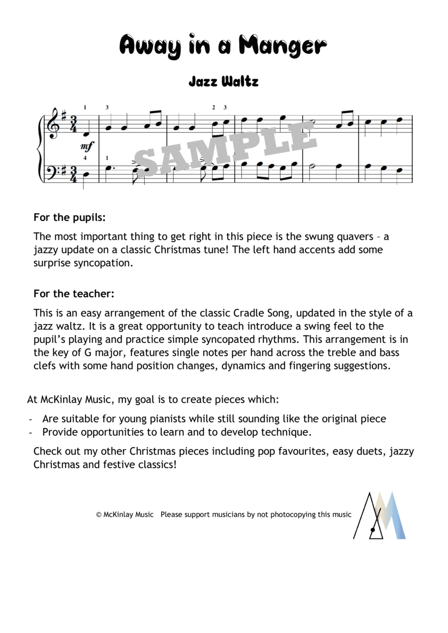 Away in a Manger - easy jazz waltz (arr. L. McKinlay)