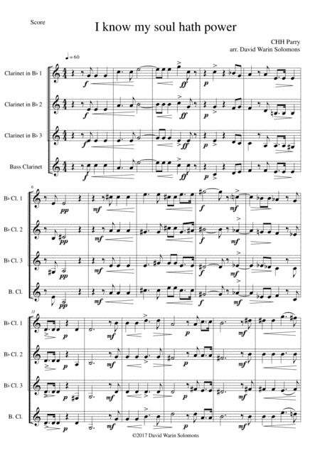 I know my soul hath power for clarinet quartet (arr. David Warin Solomons)