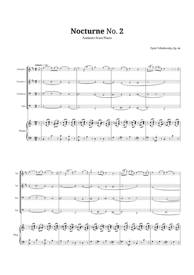 Nocturne by Chopin for Brass Quartet and Piano (arr. Langanho)