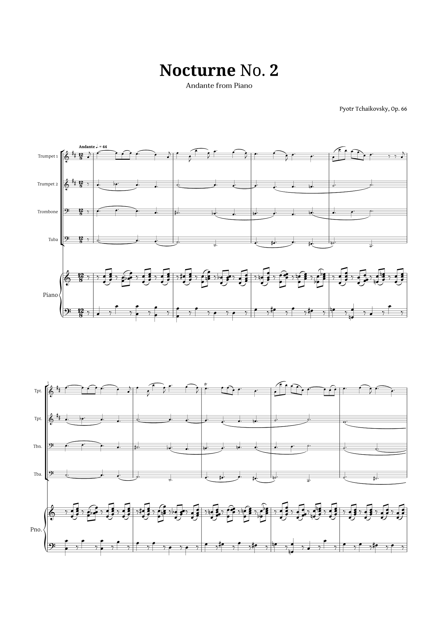 Nocturne by Chopin for Brass Quartet and Piano (arr. Langanho)