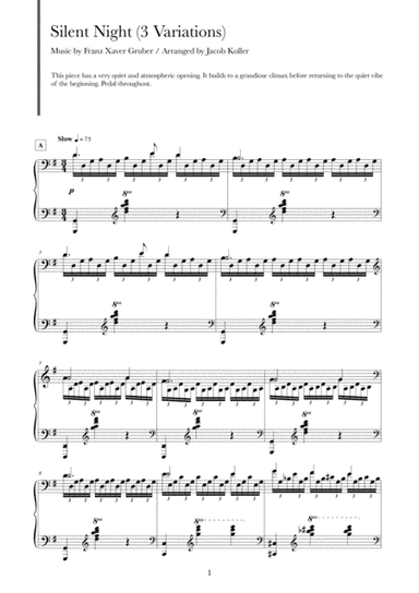 Silent Night (3 Variations) (arr. Jacob Koller)