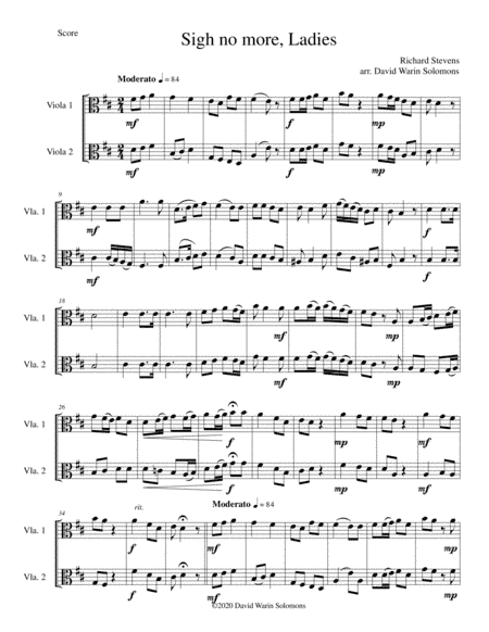 Sigh no more, Ladies for 2 violas (arr. David Warin Solomons)
