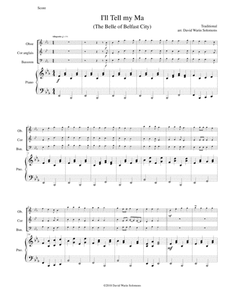 I'll tell my ma when I get home (The Belle of Belfast city) for double-reed trio and piano (arr. David Warin Solomons)