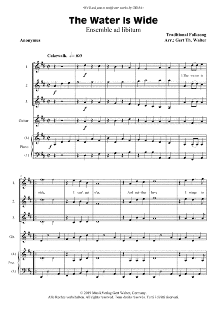 The Water Is Wide (arr. Gert Th. Walter)