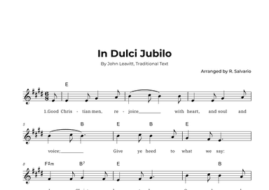 In Dulci Jubilo (Key of E Major) (arr. R. Salvario)