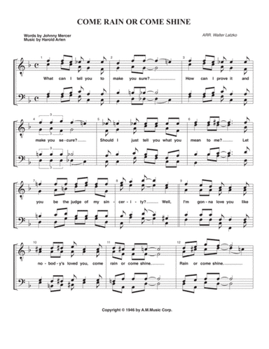 Come Rain Or Come Shine (arr. Walter Latzko)