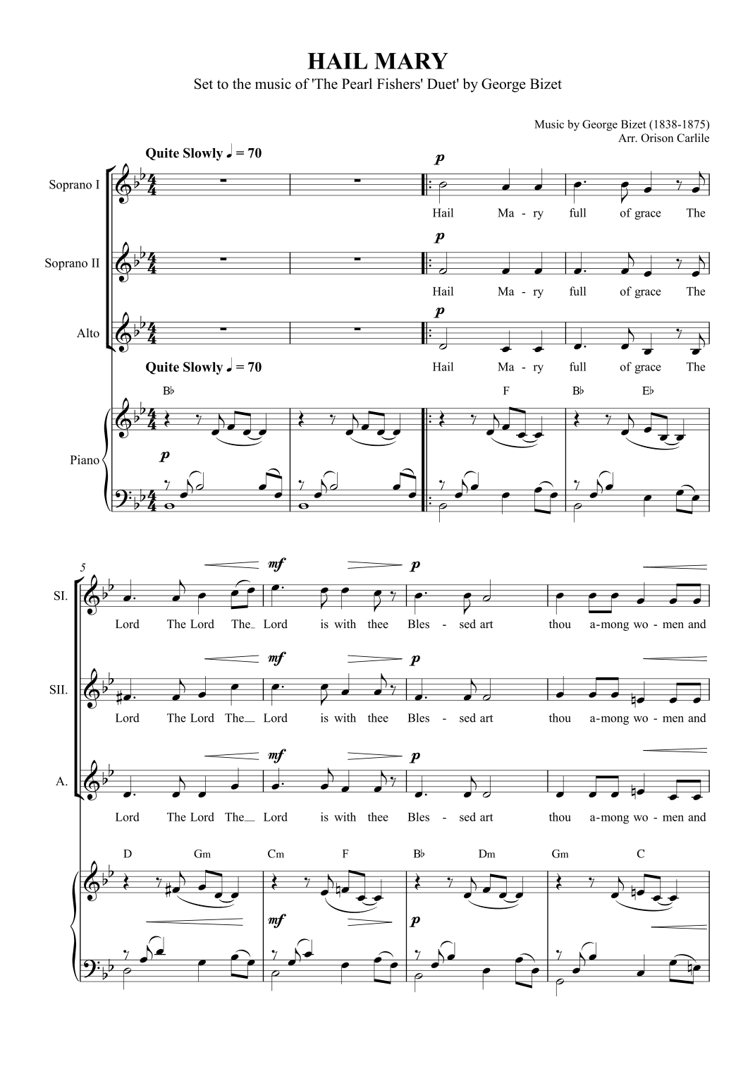 Hail Mary (Pearl Fishers' Duet) (arr. Orison Carlile)