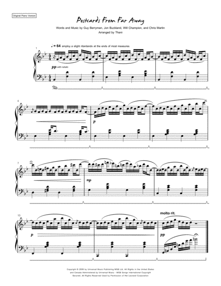 Postcards From Far Away (arr. Thani)