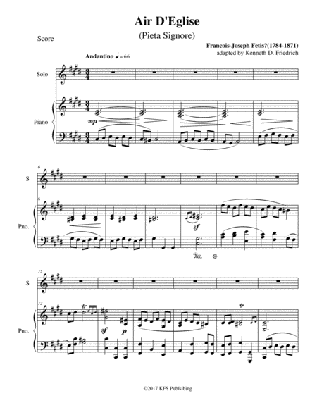 Air D'Eglise (Pieta Signore) (arr. Kenneth D. Friedrich)