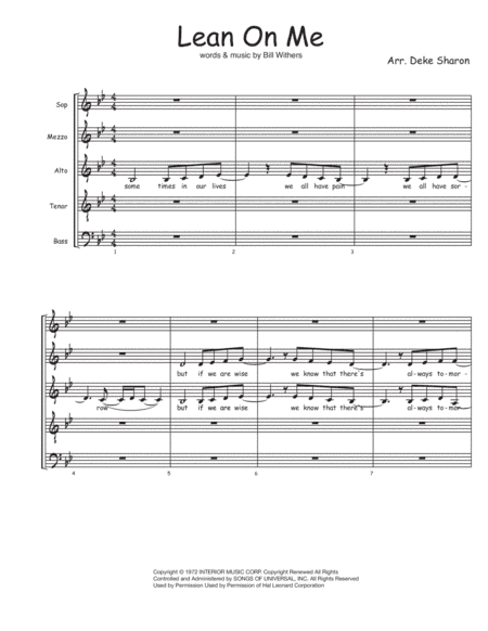 Lean On Me (arr. Deke Sharon)